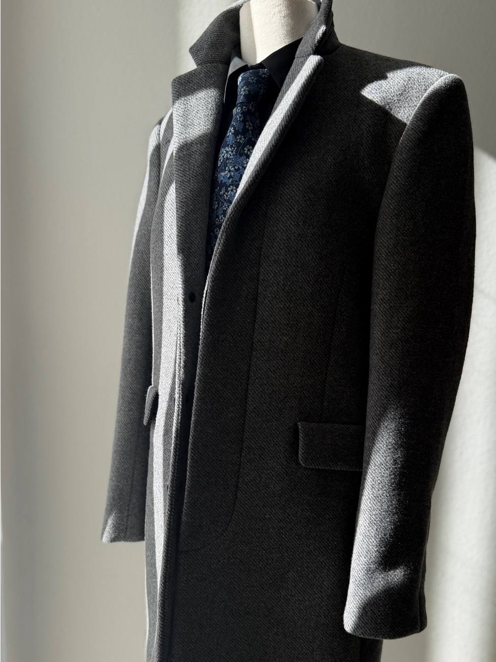 DSTLD Dark Charcoal Wool Overcoat